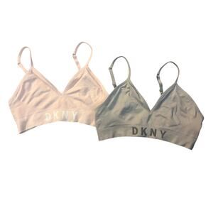 DKNY Gray/Pink Adjustable Lounge Bras Womens Size M Lot of 2